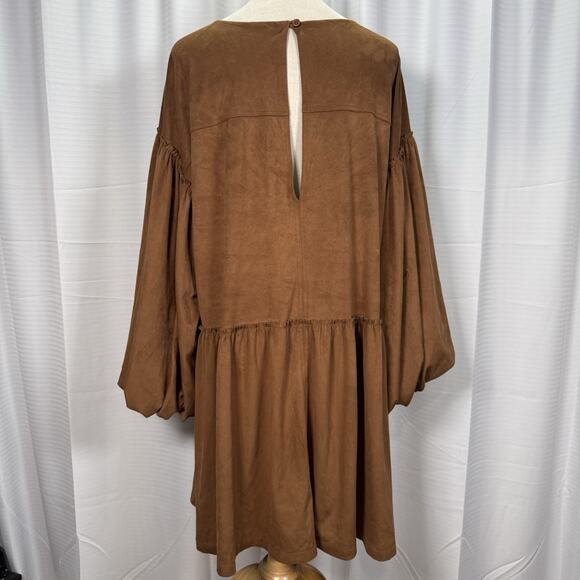 Free People Abbie Vegan Suede Mini Dress Women's Size Large Brown Boho - Picture 7 of 12